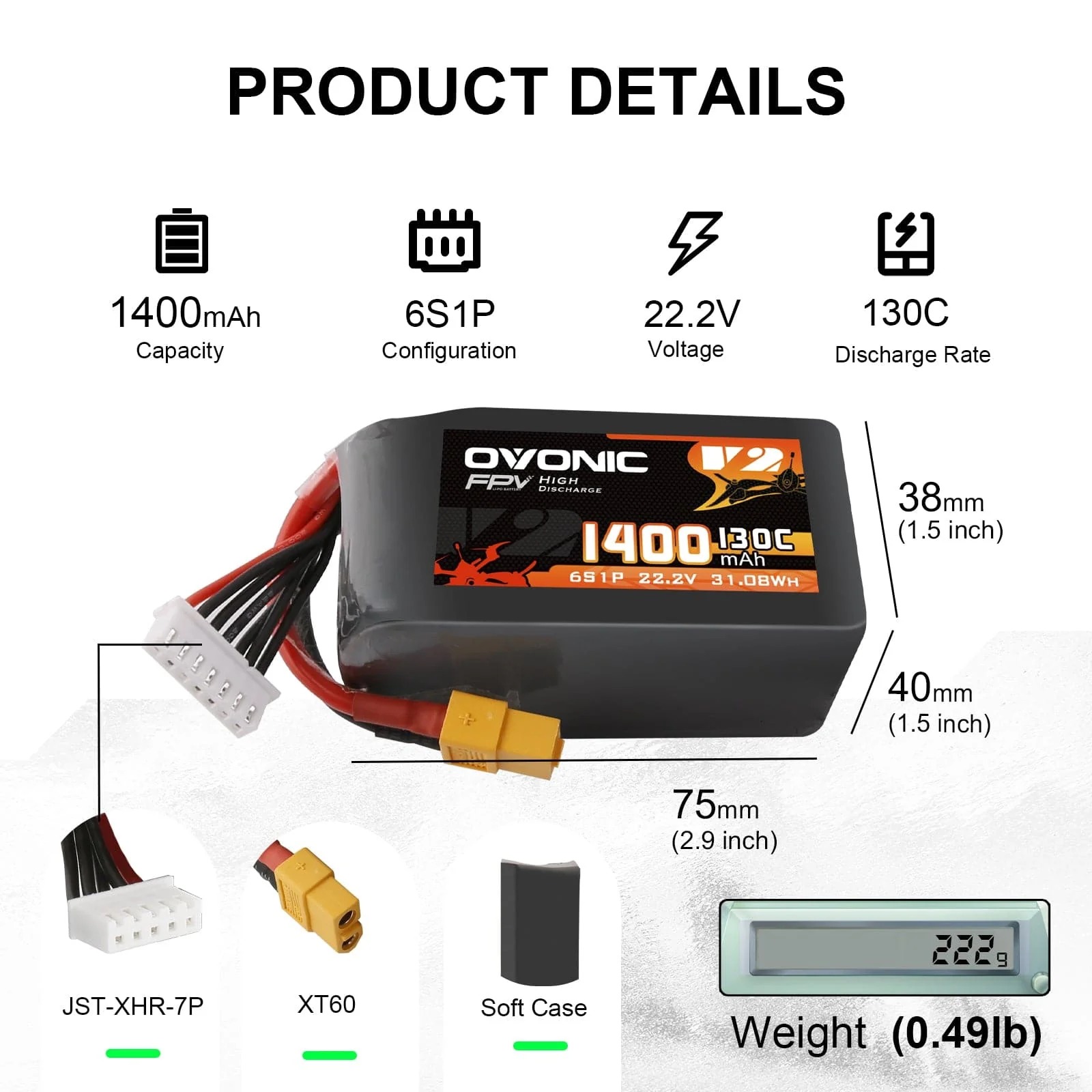 بطارية Ovonic 6S LiPo 22.2 فول - مراجعة Drone Battery Bag وسعره